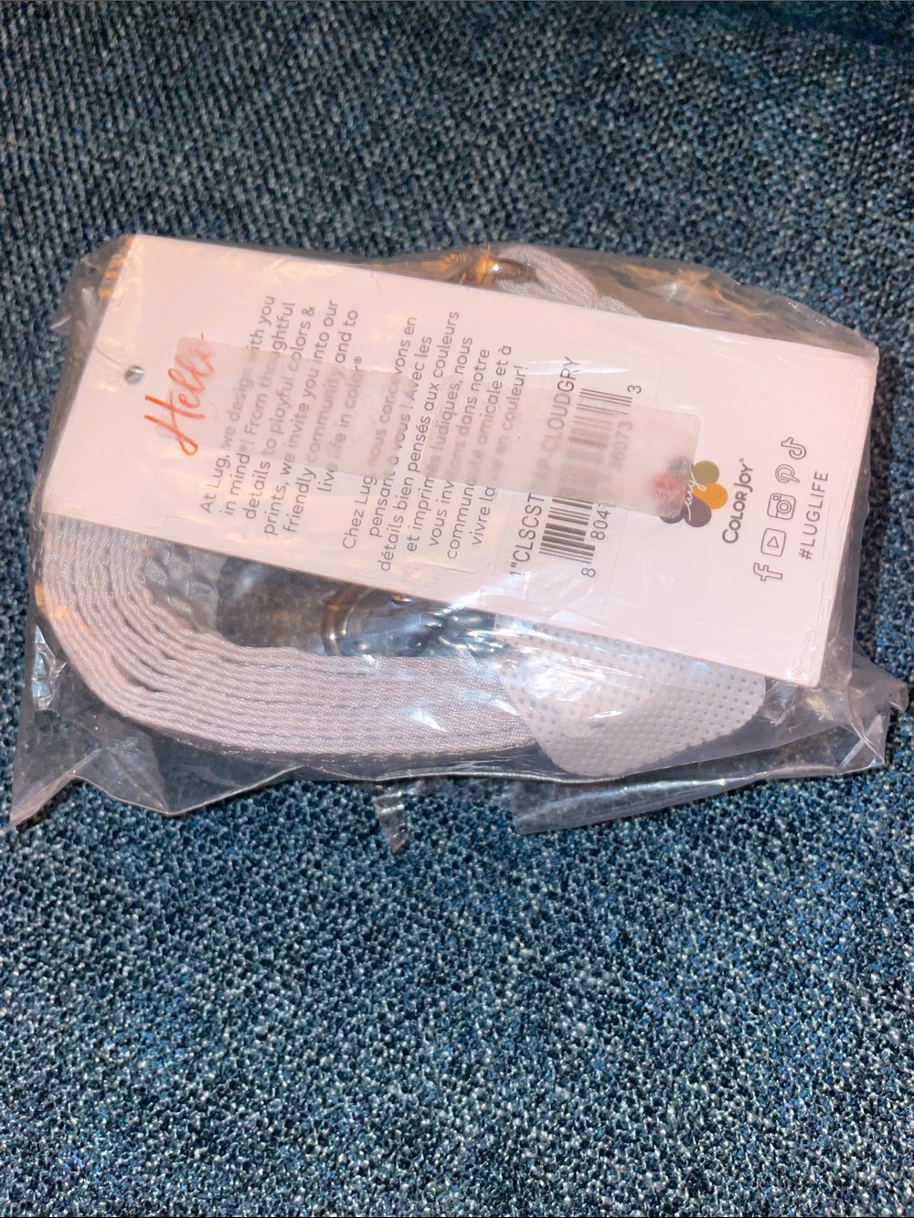 NWT- Lug 1” Classic Strap Cloud Gray